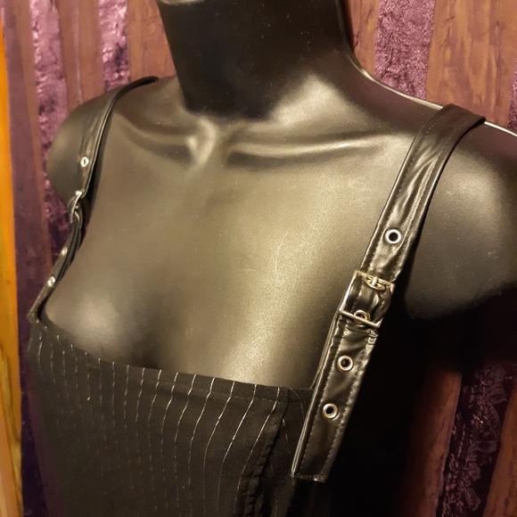 RARE Vintage Lip Service pinstripe ballgown Punk Goth Fetish Vampire Tripp NYC - Picture 3 of 9
